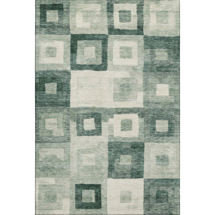 10' X 14' Geometric Washable Area Rug With UV Protection (686693) - Green / Ivory