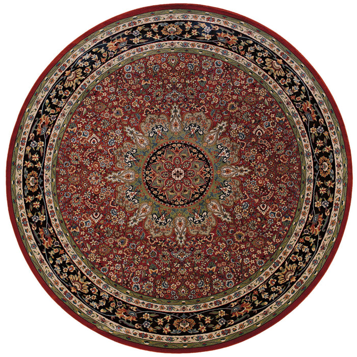 8' Oriental Round Rug - Red And Blue
