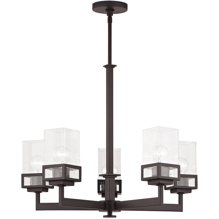 29" Five Light Dimmable Chandelier With Shades - Bronze