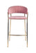 Set of two pink and gold steel low back bar height chairs from HomeRoots with sleek modern design.