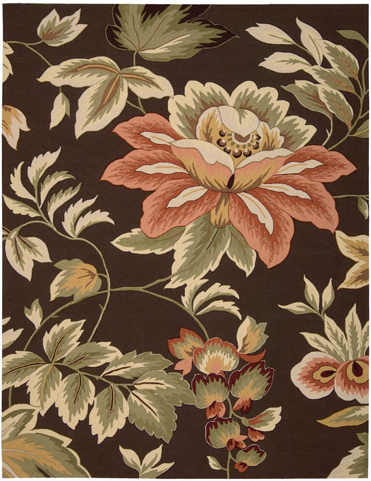 8' X 11' Botanical Leaves Hand Carved Handmade Area Rug (552588) - Brown
