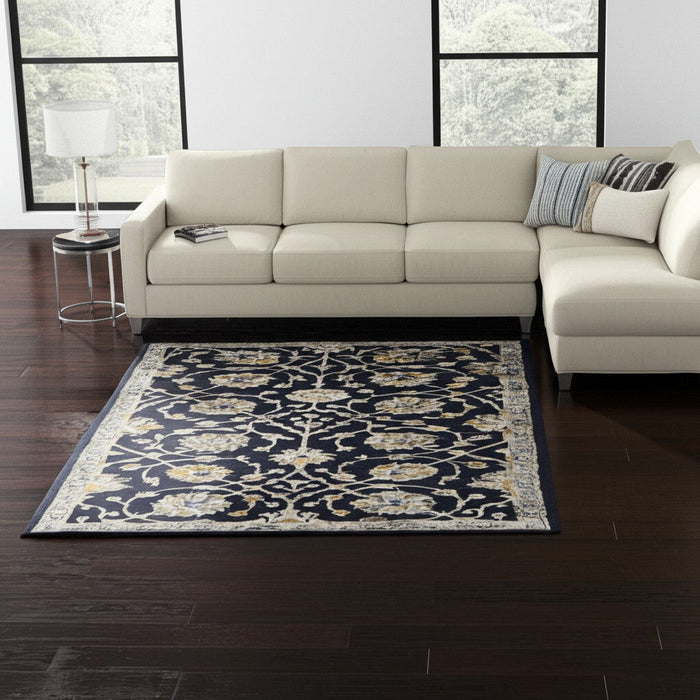 8' X 10' Floral Hand Tufted Area Rug - Blue