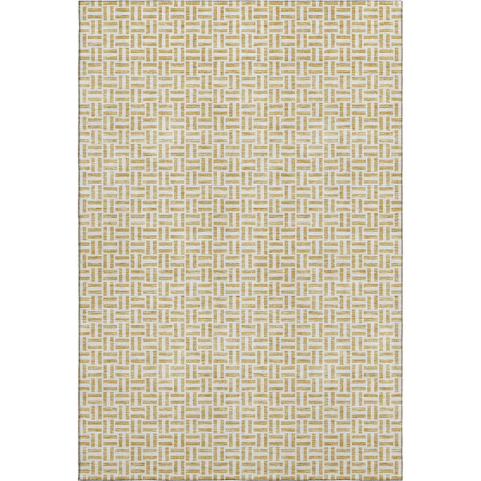 10' X 14' Geometric Washable Area Rug With UV Protection (672410) - Gold / Ivory