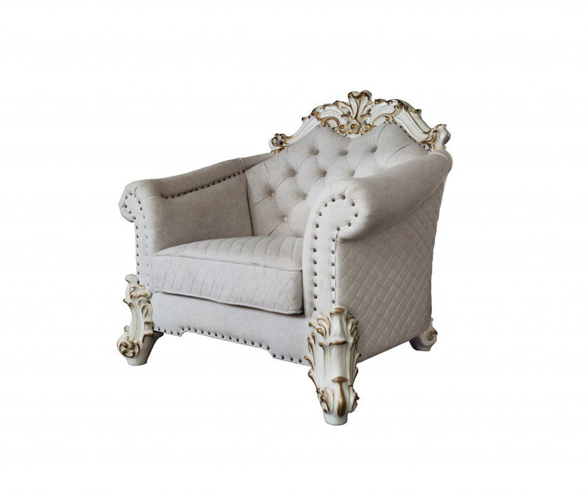 Two Tone Fabric Striped Arm Chair - Ivory And Antique Pearl