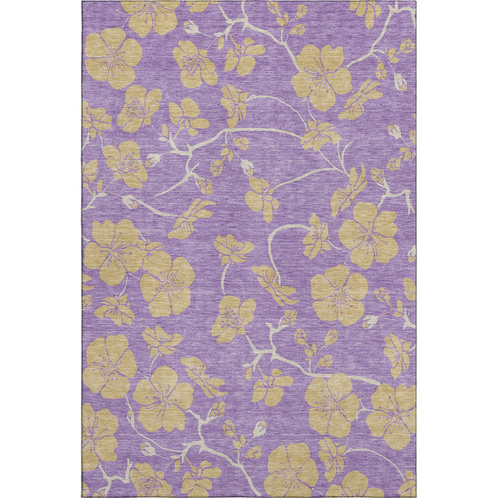 10' X 14' Floral Washable Area Rug With UV Protection (681197) - Purple / Gold
