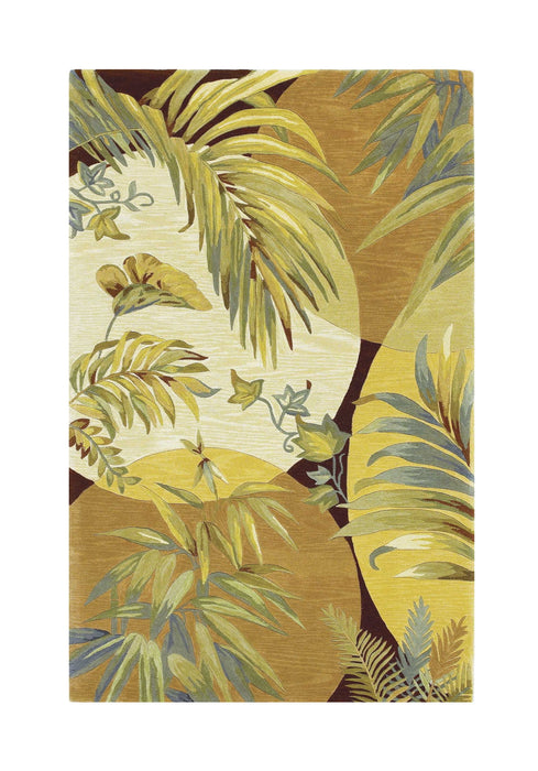 8' x 10' Hand Tufted Tropical Leaves Indoor Area Rug - Coral Red Ivory