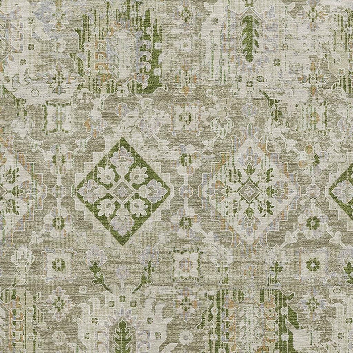 10' X 14' Oriental Washable Area Rug With UV Protection (710532) - Fern Green / Beige