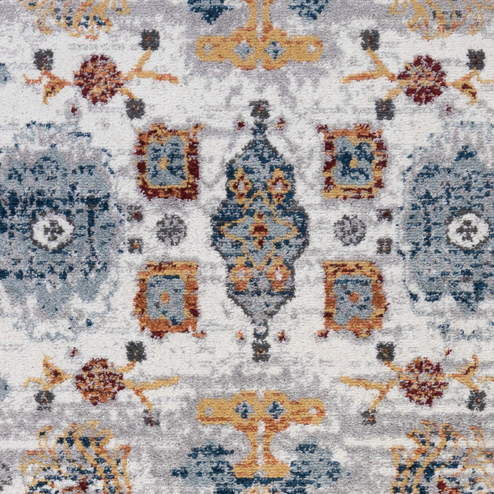 9' x 12' Floral Power Loom Area Rug - Ivory Brown And Orange