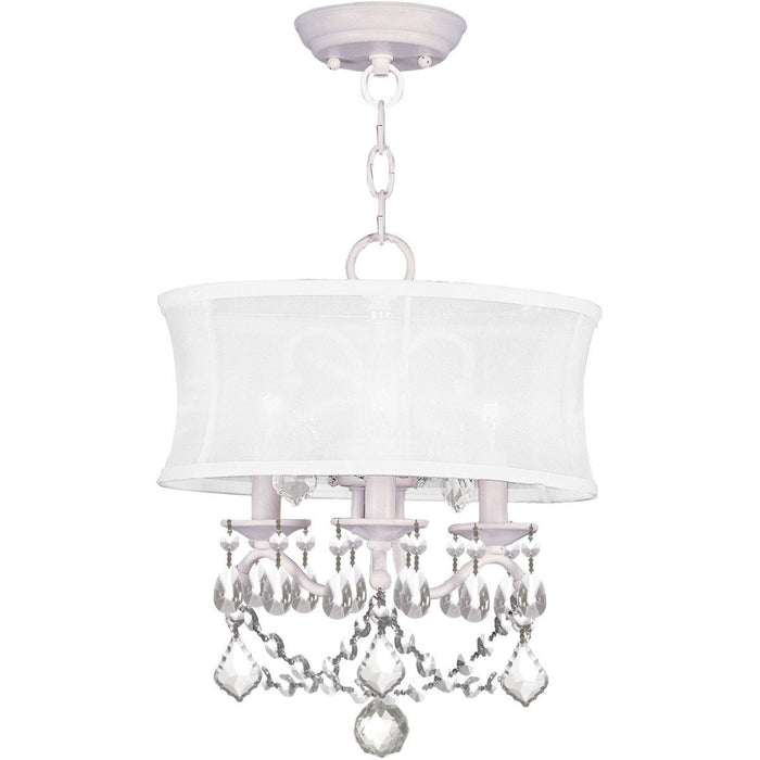 17" Three Light Dimmable Chandelier With Shades - White
