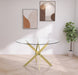 Modern Meridian Furniture Xander dining table with sleek wooden surface and sturdy legs, ideal for contemporary dining rooms.
