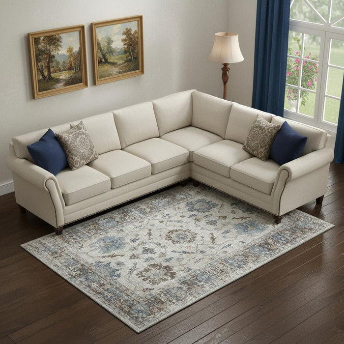 10' X 14' Oriental Washable Area Rug With UV Protection (709896) - Beige / Blue / Brown