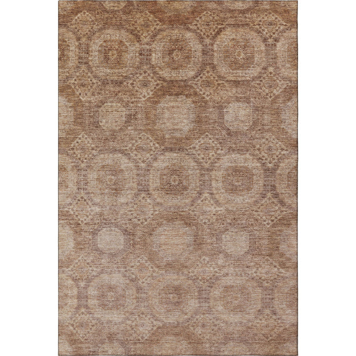 10' X 14' Abstract Geometric Washable Area Rug With UV Protection (708283) - Copper / Beige