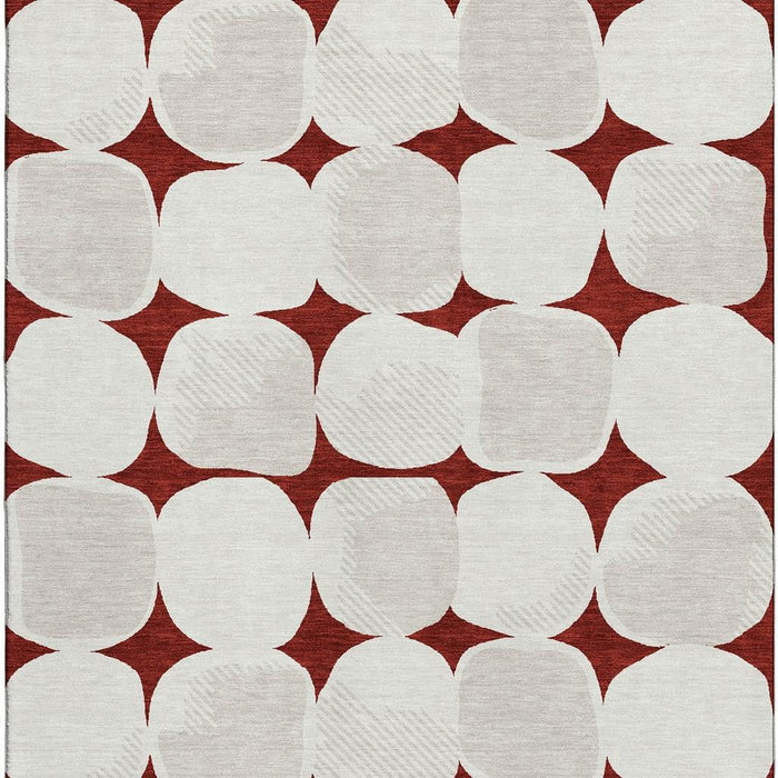 10' X 14' Abstract Geometric Washable Area Rug With UV Protection (669180) - Burgundy / Ivory