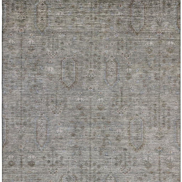 10' X 14' Southwestern Washable Area Rug With UV Protection - Granite Gray And Silver