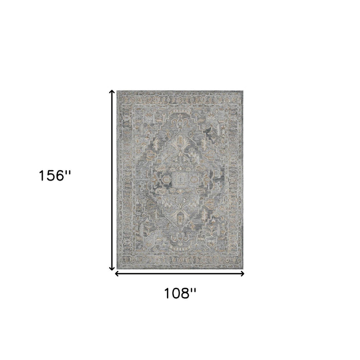 9' X 13' Wool Oriental Hand Tufted Area Rug - Gray And Brown