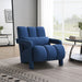 Giga navy blue upholstered accent arm chair with a matching pillow, perfect for living room decor and comfortable seating.