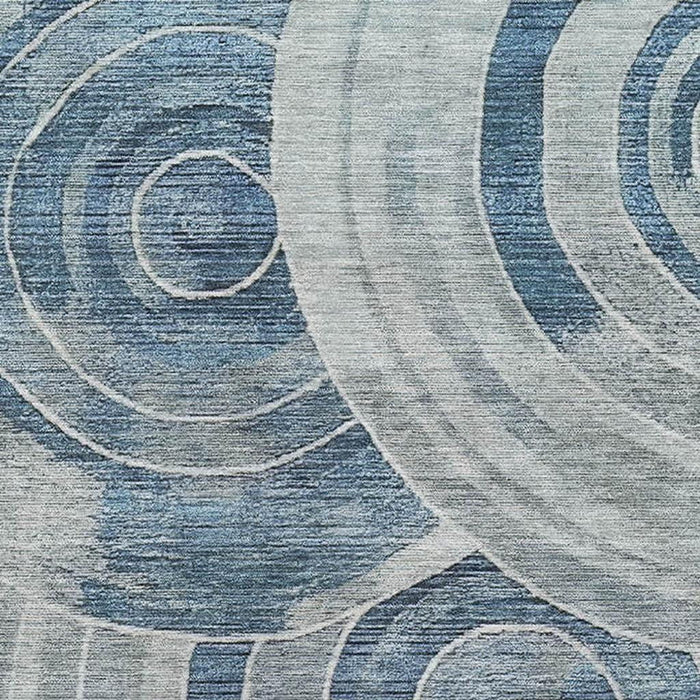 10' X 14' Geometric Washable Area Rug With UV Protection (700077) - Blue / Gray