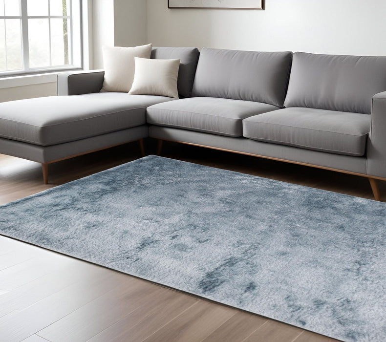8' x 10' Shag Tufted Handmade Area Rug - Blue And Silver