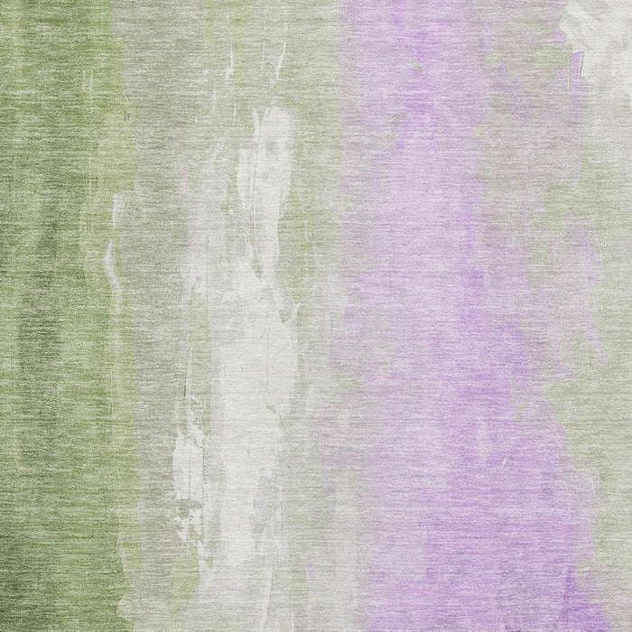 10' X 14' Abstract Washable Area Rug With UV Protection (705521) - Artichoke Green / Lavender