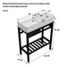 Giga Inspired console vanity sink in white and black with built-in washboard, overflow, and sleek legs, 28x12 inches