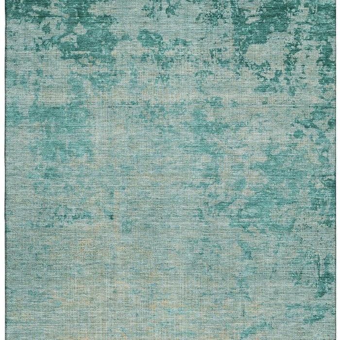 10' X 14' Abstract Washable Area Rug With UV Protection (707551) - Teal / Beige