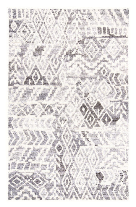9' x 12' Wool Abstract Geometric Hand Tufted Area Rug - Gray And White