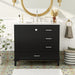 Modern Giga bathroom vanity with sink, solid wood frame, soft closing door, and three drawers for stylish bathroom storage.