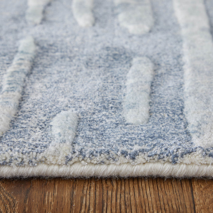 5' X 8' Abstract Hand Woven Area Rug (722105) - Blue / Ivory