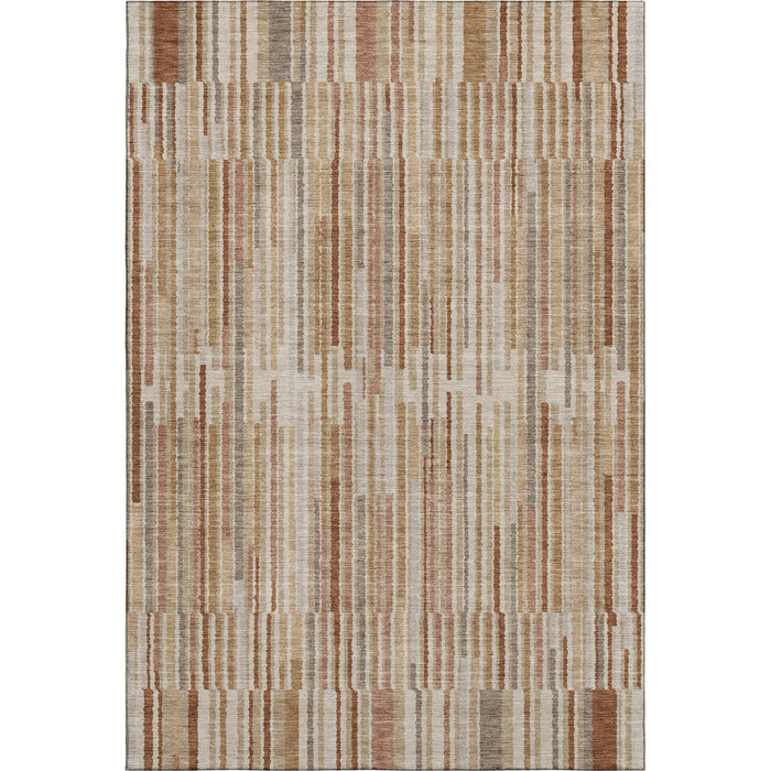 10' X 14' Striped Washable Area Rug With UV Protection (717917) - Terra Cotta / Beige