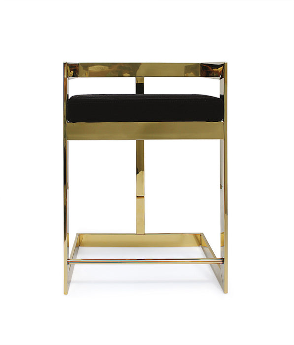 Velvet Metal Low Back Counter Height Bar Chair - Black / Gold