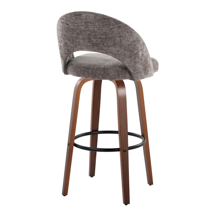 Renee - Upholstered Fixed-Height Barstool (Set of 2) - Walnut Wood Base