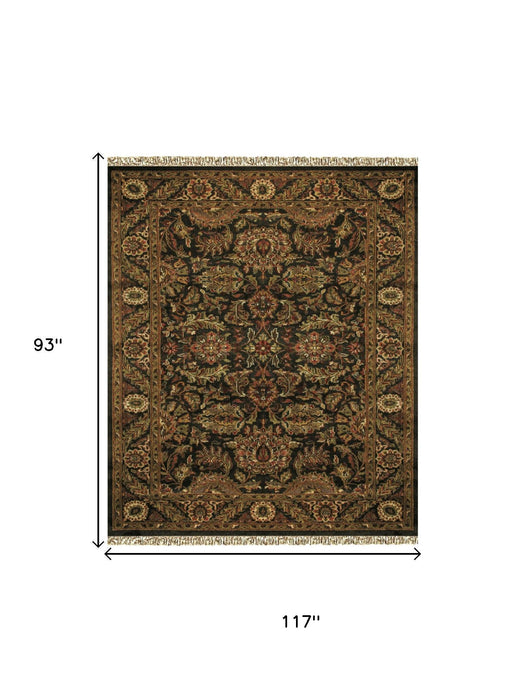 8' X 10' Wool Oriental Hand Knotted Area Rug With Fringe (744270) - Taupe / Green / Red