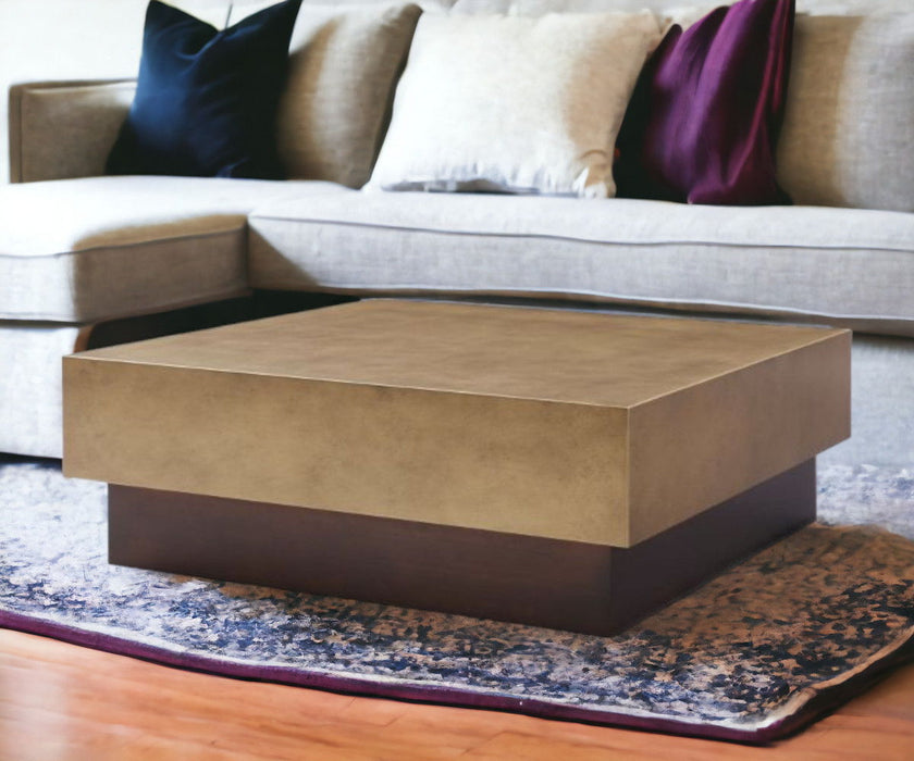 Copper And Steel Square Coffee Table - Bronze And Brown