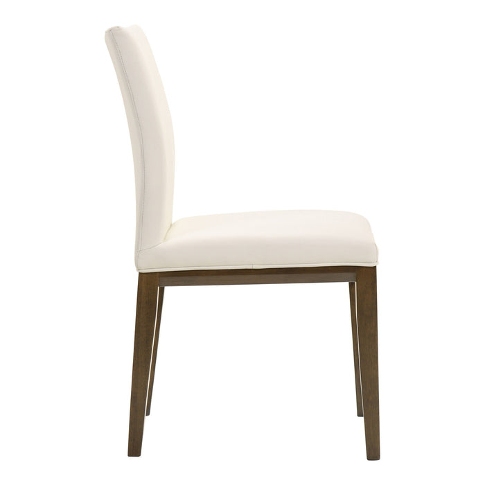 Upholstered Leather Dining Side Chairs (Set of 2) - White / Brown