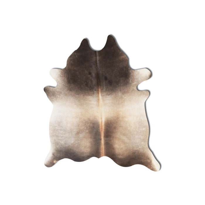 6' x 7' Genuine Cowhide Hand Knotted Area Rug - Gray And Ivory
