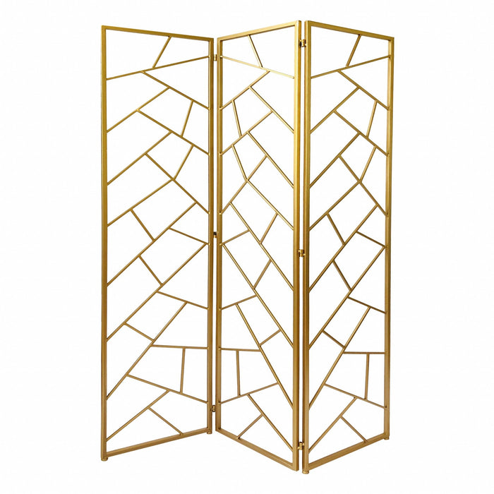 Ironfolding Three Panel Screen Room Divider - Gold