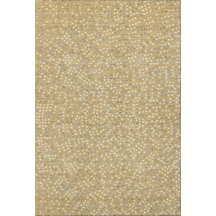10' X 14' Polka Dot Washable Area Rug With UV Protection (680163) - Gold / Ivory / Gray
