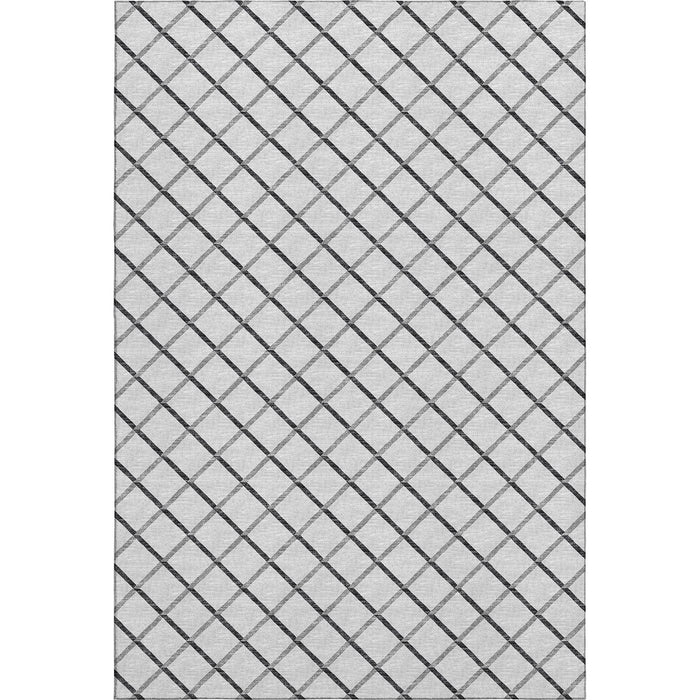 9' X 12' Geometric Washable Area Rug With UV Protection - Gray And Black