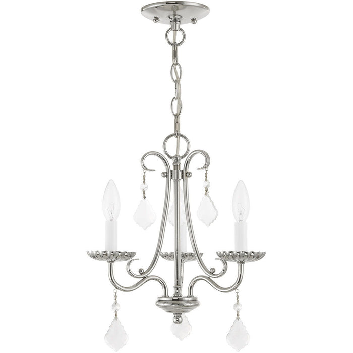 15" Three Light Dimmable Chandelier With Shades - Silver
