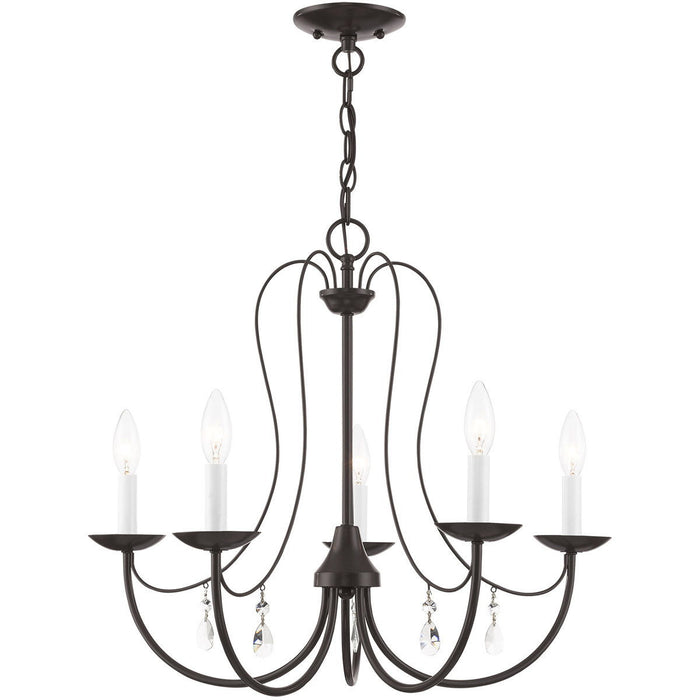 20'' Five Light Dimmable Chandelier With Shades - Bronze