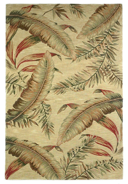 8' x 10' Hand Tufted Tropical Leaves Indoor Area Rug - Ivory