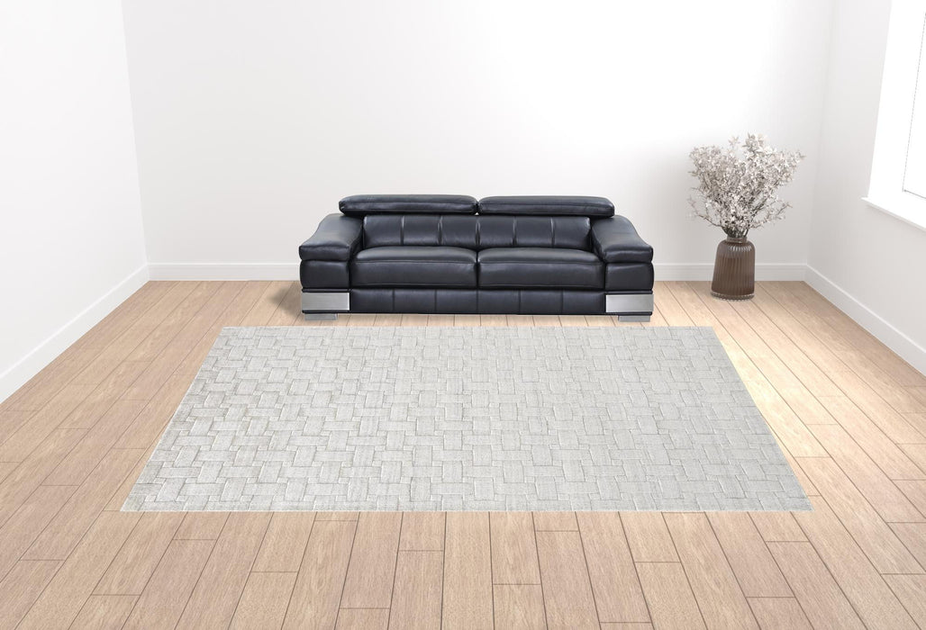 12' x 15' Striped Hand Woven Area Rug - White And Silver
