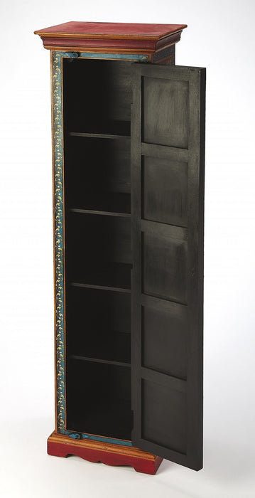 Hand Painted Accent Cabinet - Red / Blue And Gold