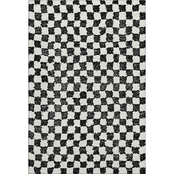 10' X 14' Geometric Washable Area Rug With UV Protection (709372) - Black / Ivory