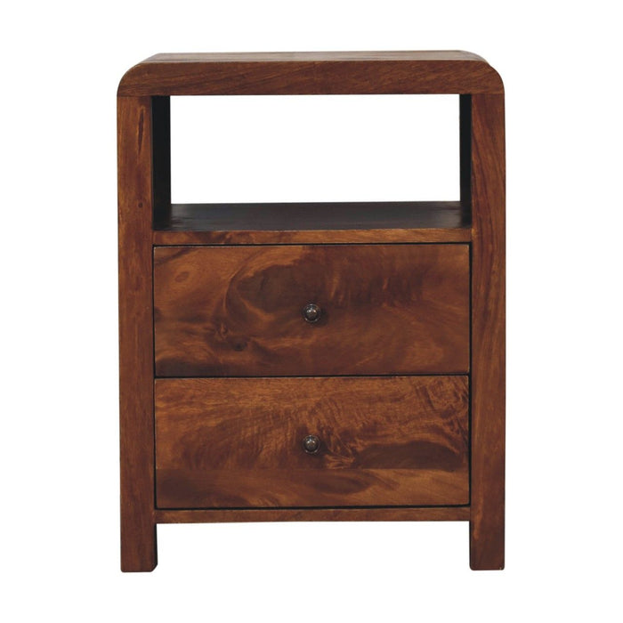 24" Modern Solid Wood Two Drawer Nightstand - Chestnut