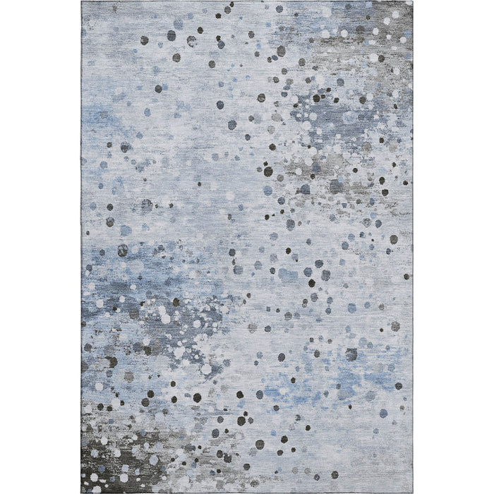 10' X 14' Abstract Washable Area Rug With UV Protection (710765) - Sky Blue / Charcoal / Ivory