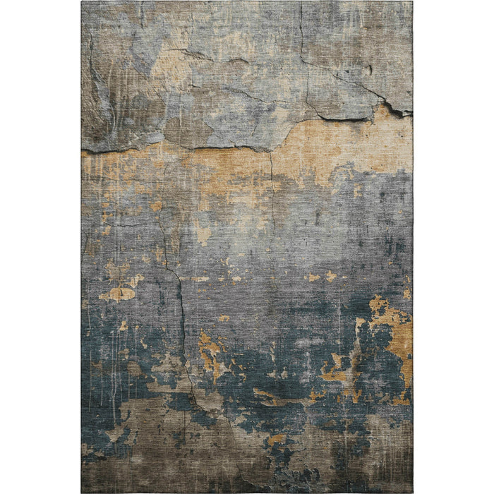 10' X 14' Abstract Washable Area Rug With UV Protection (701153) - Gray / Silver / Gold