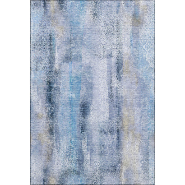 9' X 12' Abstract Washable Area Rug With UV Protection (648117) - Blue / Ivory