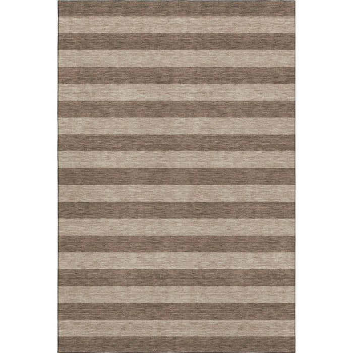 5' X 8' Striped Washable Area Rug With UV Protection (647736) - Coffee / Beige