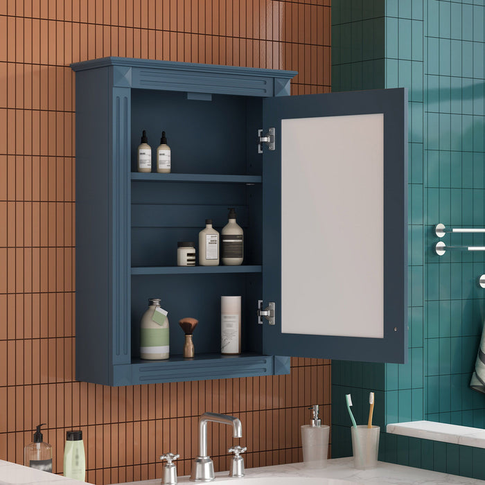 Giga wall-mounted bathroom medicine cabinet with mirror for over toilet storage, featuring sleek design and ample interior space.